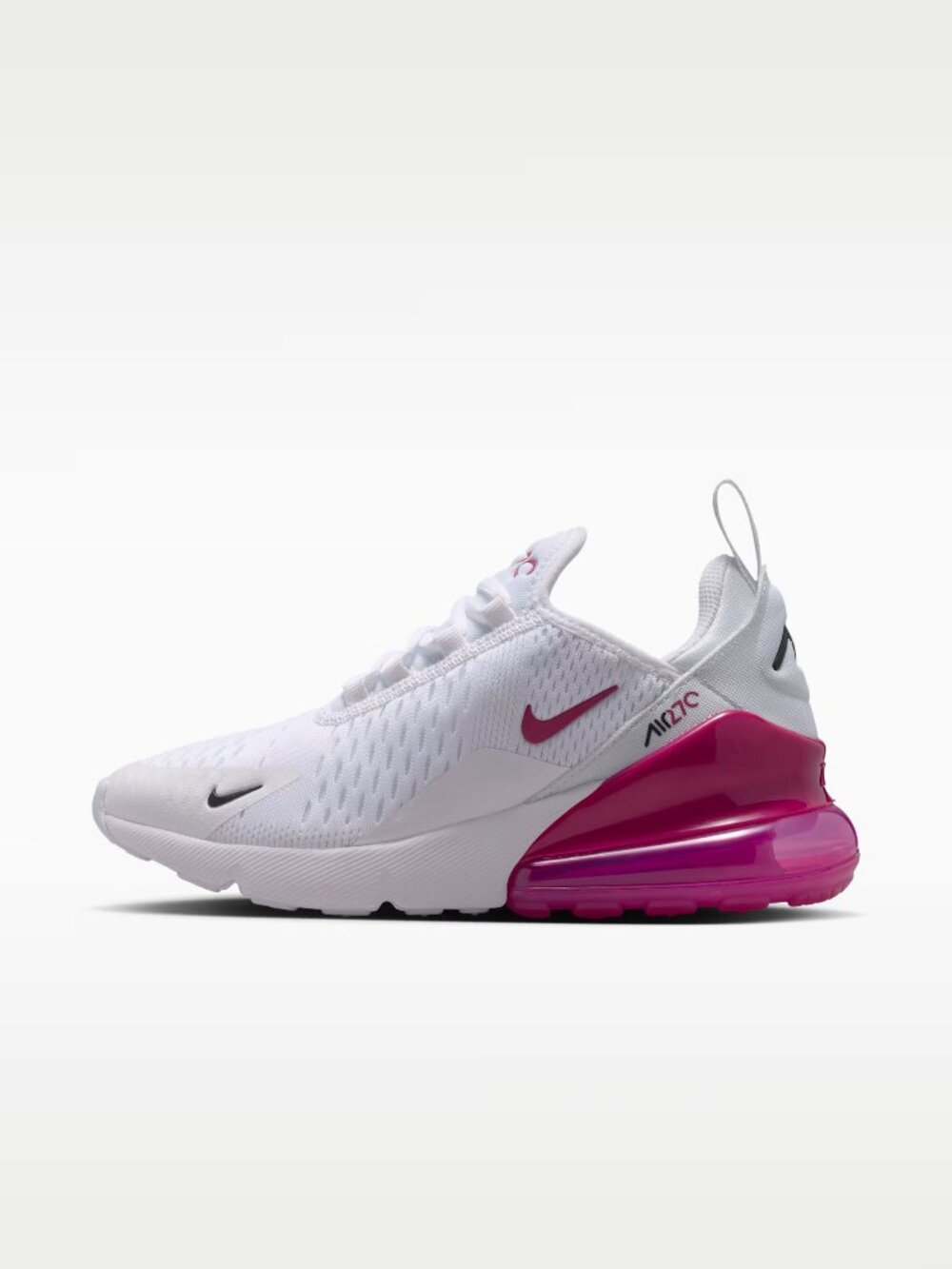 Nike Air Max 270 Girls' White Black Sweet Beet Tennis Sneaker Shoes Size US 4Y